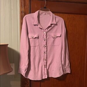 Waffle Knit Button-Up Shirt